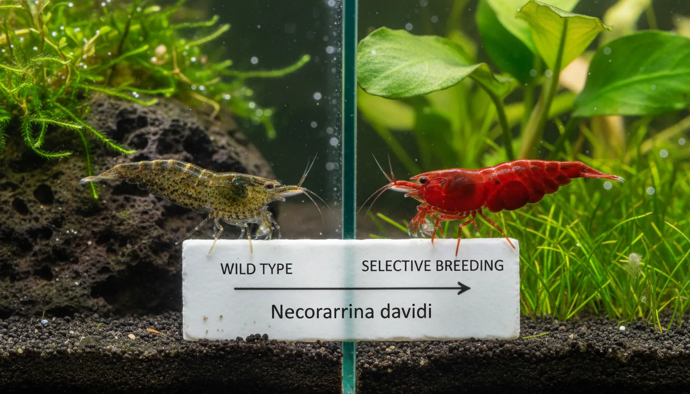 Comparativa visual entre gamba Wild salvaje y Red Cherry seleccionada