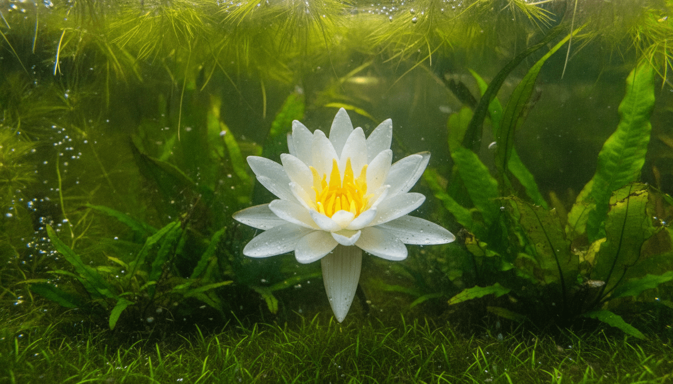 Nenúfar Blanco Nymphaea alba en acuario plantado