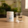 Sales minerales KH+ junto a un nano acuario plantado con gambas