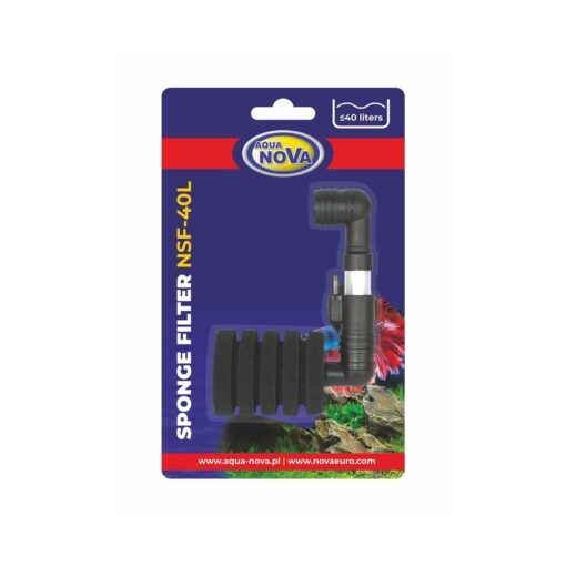 Filtro de esponja Aqua Nova NSF-40L en su blíster original, para acuarios de hasta 40 litros