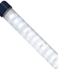 Detalle de la carcasa rígida transparente y los LEDs blancos de la tira LED para acuario